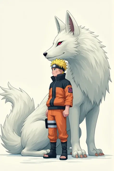 Naruto uzumaki and kurama white kurama little closer 