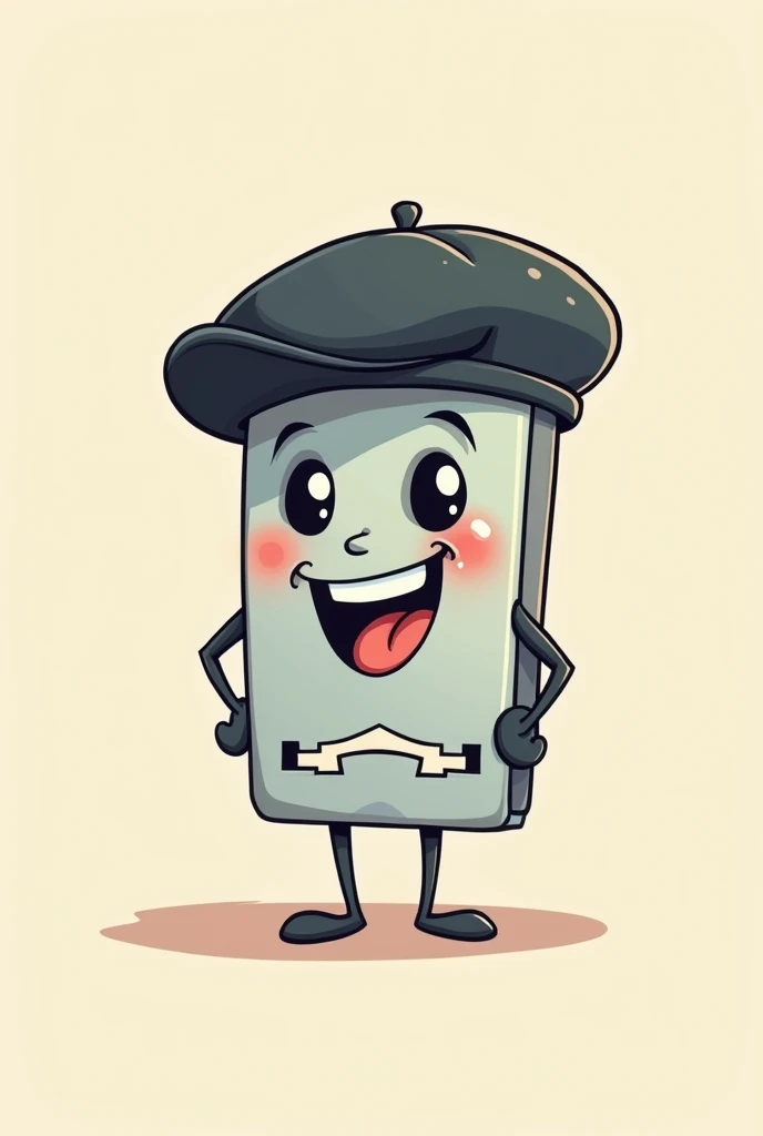 razor blade with beret hat, cartoon image 
