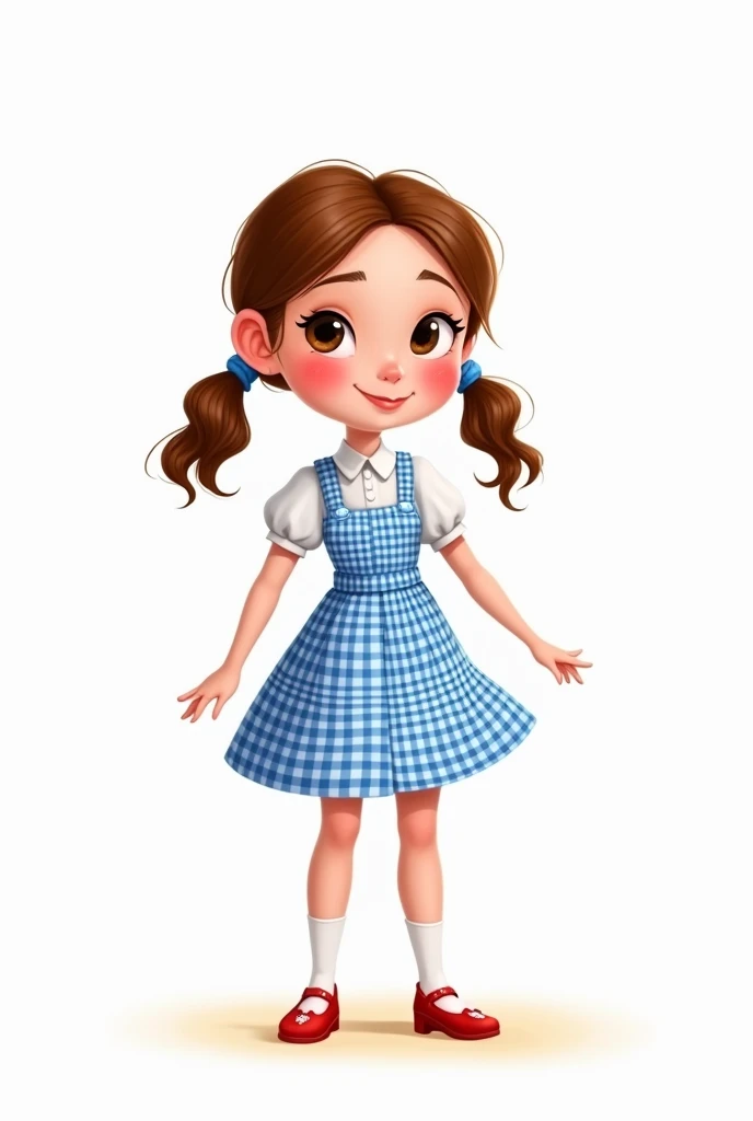 Create Dorothy from The Wizard of Oz in cartoon style with white background
