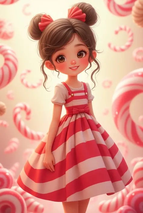 Candy candy with red and white striped dress 