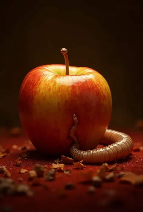 Royal apple and a worm eating it rich 


 
