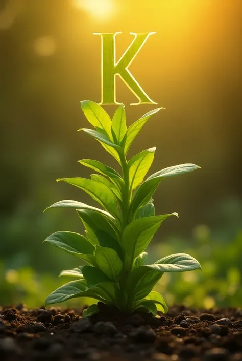 a growing plant and the letter k above it