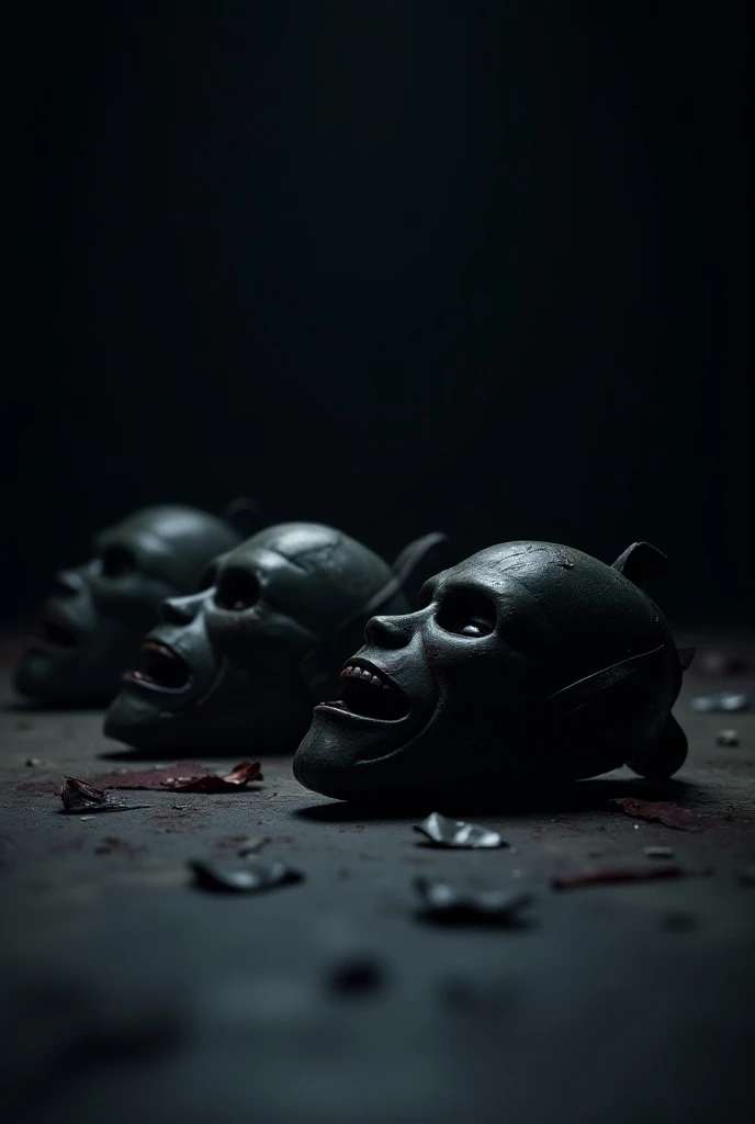 Perfect, So imagine a scene with five tactical ,  similar to those used by the SAS or like that of HUNK from Resident Evil .  These masks have a robust and tactical design ,  with side filters and dark details that give them an air of mystery and seriousne...