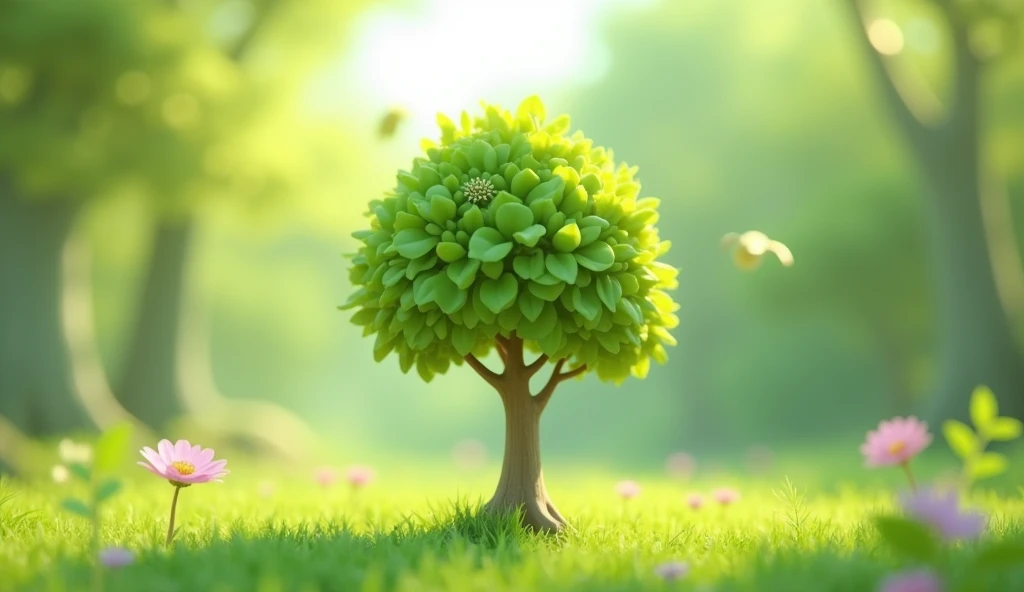 Generate 3d animated image of a little tree