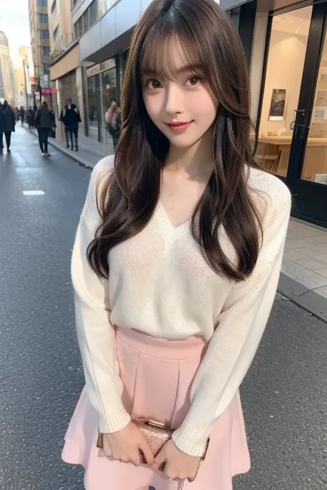          realistic figure         , Photogenic,        short light brown hair 、    Sparkling Hair、             beautiful white translucent skin             ,  slender    , 大きなChest,   ,small nose,  smooth jawline , Glossy face,       brown eyes with a smal...