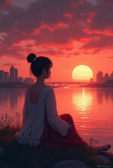  In the evening, Yeoju sits on the banks of the Han River and watches the sunset .  the red sky and the reflected river ,  and the city lights combine to create a beautiful landscape. Yeoju takes a leisurely breeze and ,  Enjoy this moment to the fullest .