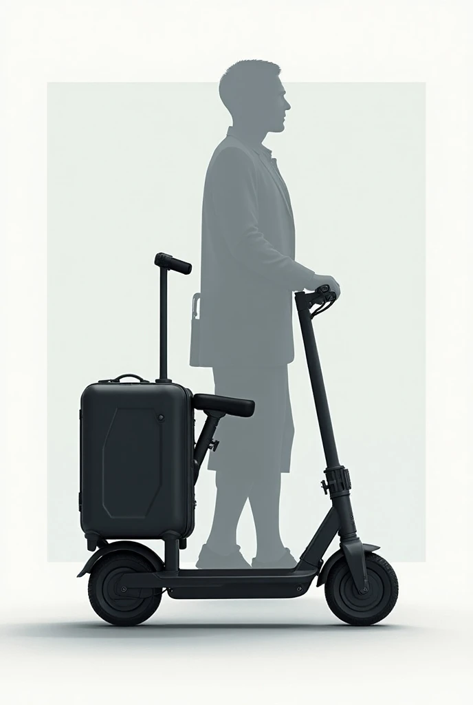 A suitcase that can be converted into a scooter with a seat and breaks, put a seat by the handle
