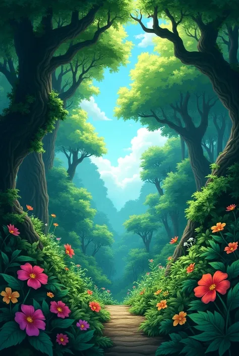 Create a background of anime jungle 