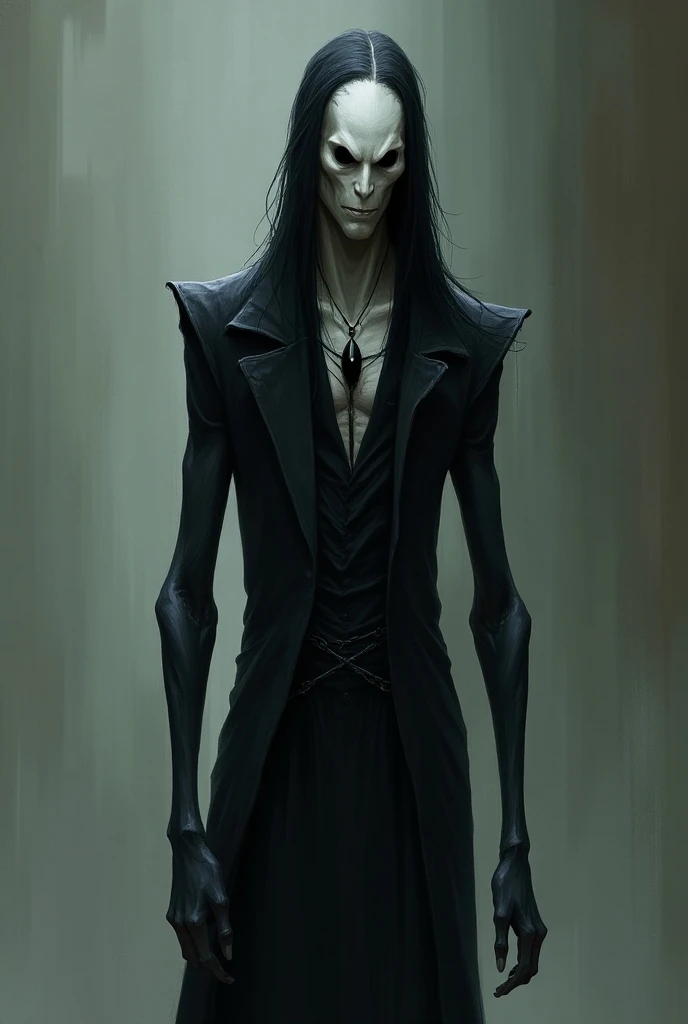  Kain is tall and extremely thin , almost skeletal,  with a disturbingly elongated figure that stands out for its lack of “human” proportions .  His skin is ghostly white ,  so pale that it reveals dark veins , almost black,  running down his arms and neck...