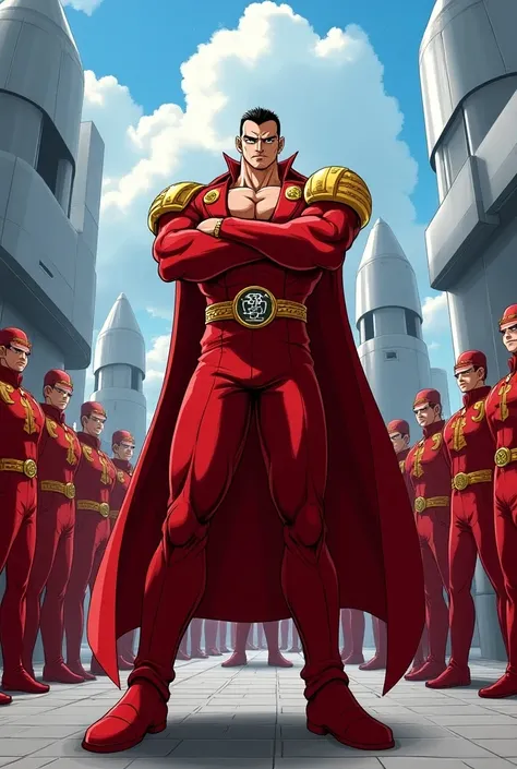 Mr. Satan from Dragon Ball works in a capsule corporation and is the head of members of the Red Patrol