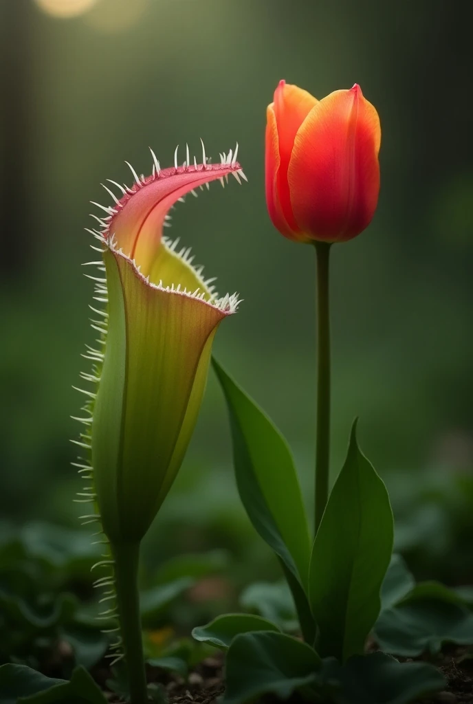 Venus Flytrap and Tulip photo