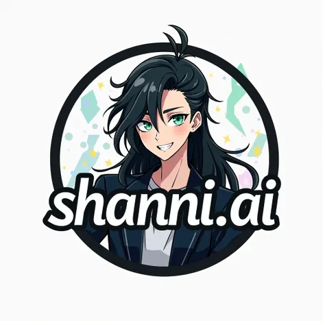 Heres a refined prompt based on your requirements:

"Create a high-quality YouTube profile logo featuring the name shannii_AI in stylish, easy-to-read text below. Above the name, include an illustration of a young man with long hair and green eyes, showing...