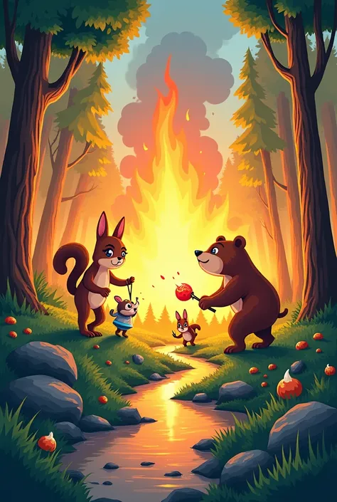 Cartoon about forest fires 
