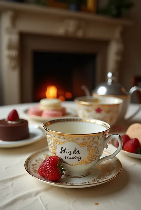 Cinematic composition of a luxury dessert table, captured with a medium format camera from a 45-degree angle, f/2.8, focal length 85mm, creating a selective depth of field. In the foreground, on a cream-colored natural linen tablecloth, several gourmet des...