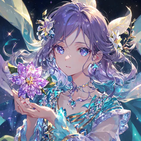  1 Boys Masterpiece 、Best Quality、shape、Firm Expression 、 Alexandrite Eyes and Hair 、 Alexandrite Earrings 、 Alexandrite Necklaces、Fairy、cute、(moving lighting:1.2)、 cinematic lighting 、Delicate features、Fine grain、Sharp pupils、Realistic student、 The Depth ...