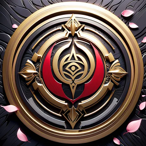 (4k, 8k, ultra-detailed, intricate design, high-res emblem, sharp focus:1.3), (mythical Japanese crest), (samurai clan emblem), inspired by traditional Japanese family crests, featuring a stylized katana crossed with a smithing hammer, both surrounded by s...