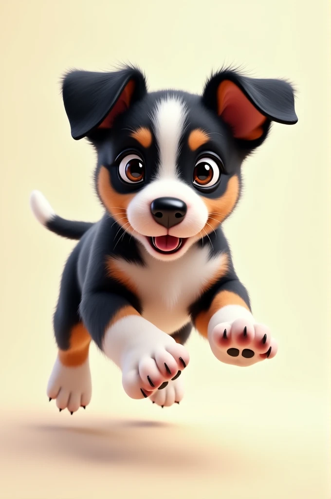 Pincher puppy playing black white and brown 