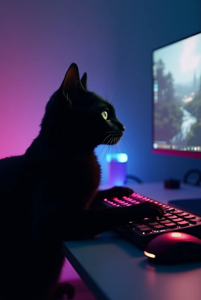 Kucing hitam gamers 16:9