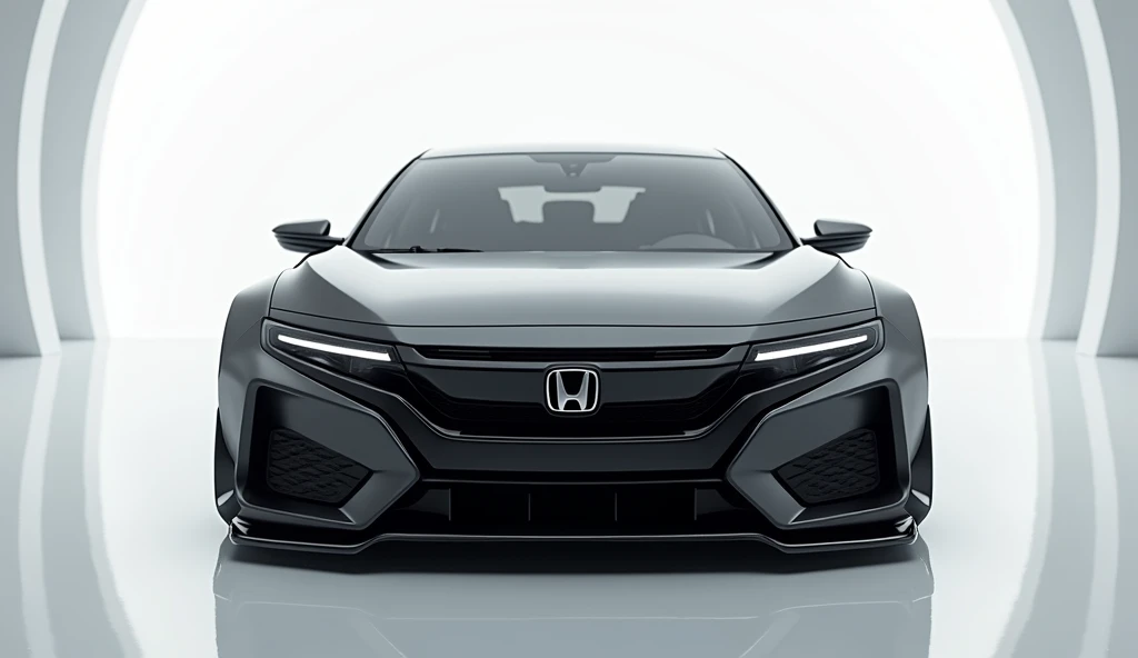 2025 HONDA Civic  Limousine with modified bodyworks color black front view car in white showroom