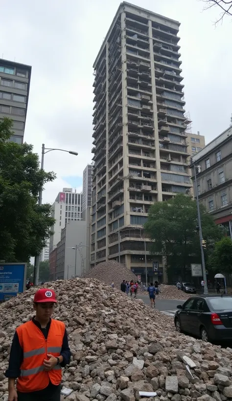 Collapsed building in Mexico City 