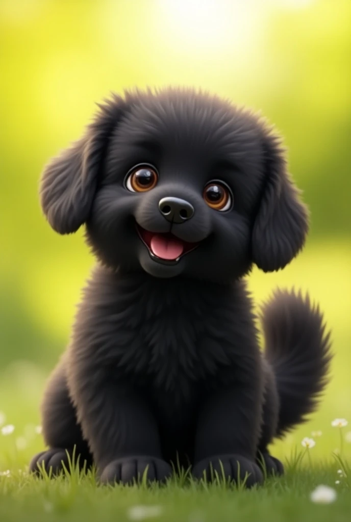 A cute and happy Dog is colour Black 