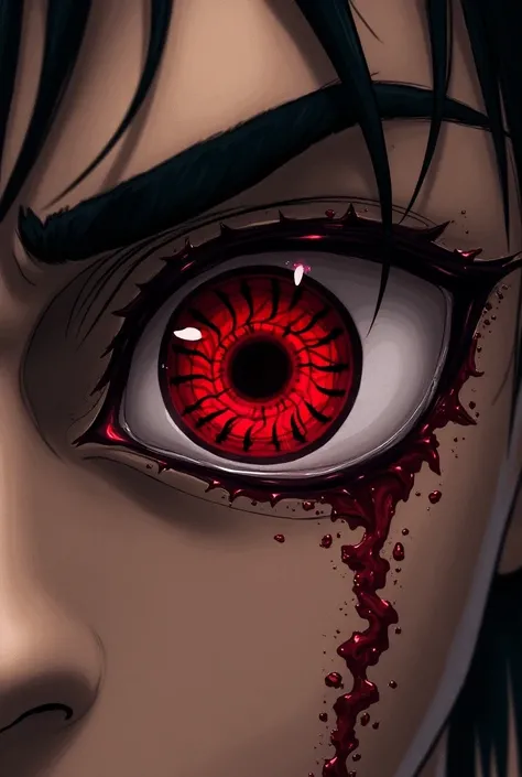 A Mangekyou Sharingan but renegan style No but I mean do it again but like an eye as if it were a Mangekyou Sharingan you are going to make those images for me but in one eye and that you can see the bone face the face not part of the eye eyebrows eyelashe...