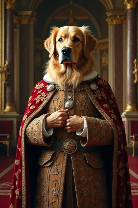 A noble lord with a golden retrievers head