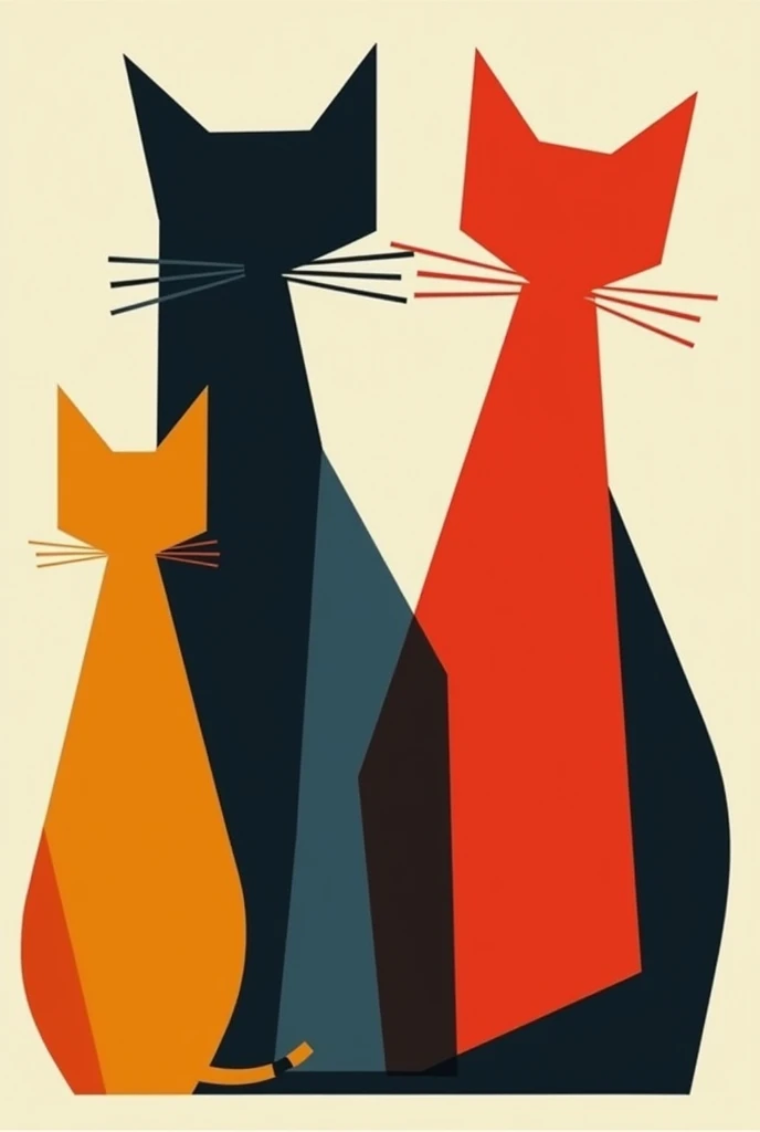 Paintings in the style of Malevich cat figures