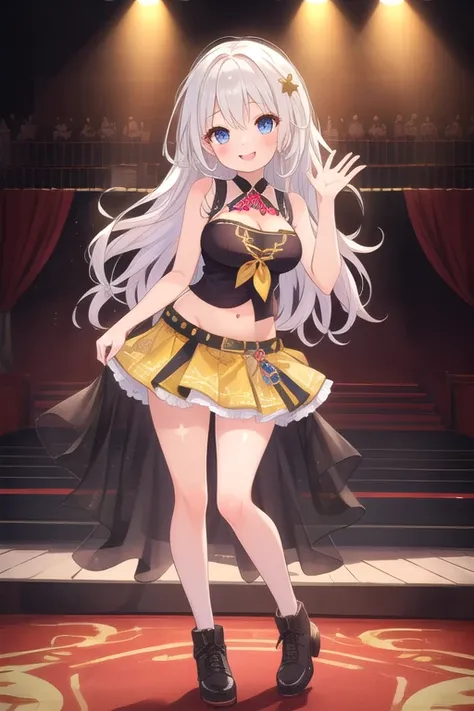 (best quality, masterpiece:1.2), ultra detailed, extremely detailed eyes and face, natural skin texture, detailed skin, natural lighting,
 chibi, 1 girl, 12-years-old, (cute),
 White hair, middle hair, straight hair, shiny hair, very long hair,
 Big black ...