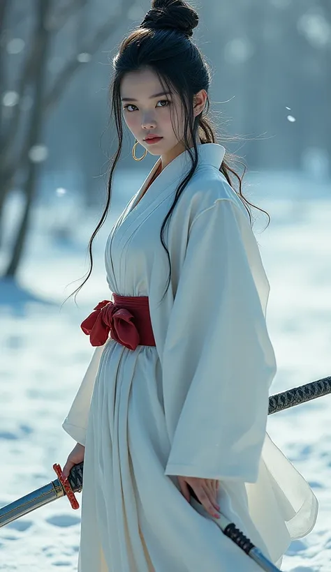 Lady Snowblood, shurayukihime,Japanese,Meiko Kaji ,kaji meiko , Kajnibuko、Syro-suhime 、 adult beautiful Japanese woman wearing a white kimono、I have a Japanese sword in my hand、Assassin、A beautiful adult Japanese woman wearing a white kimono with a Japanes...