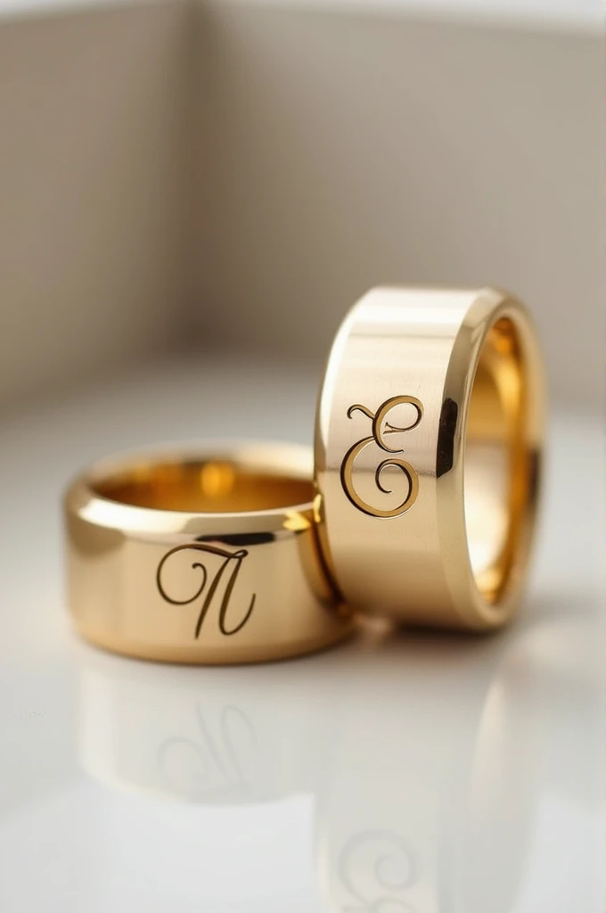 I need a beautiful couple ring in T and E word print on it