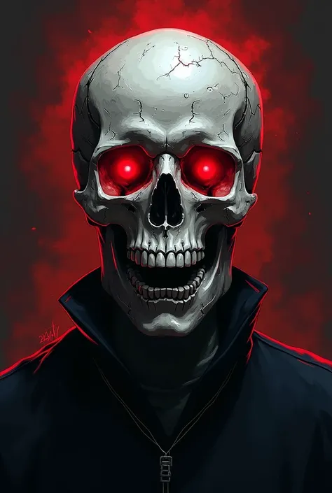 detailed vector design of a skull with red eyes