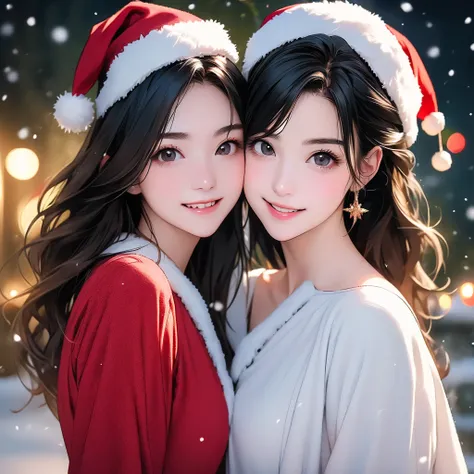 セクシーChristmasコスプレ、smile、room、8k、Delicate face、Detailed face、Christmas、Black Hair、whole body、