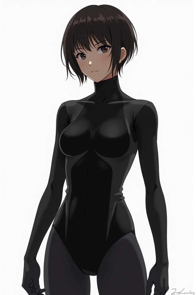 1 girl,  alone , niijima makoto, (best quality), ( Masterpiece :1.1),  whole body, looking_at_viewer, cute, Clear face ,  Bodysuits 