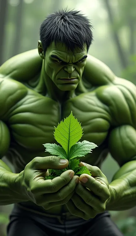 Hulk is eating moringa leaf,