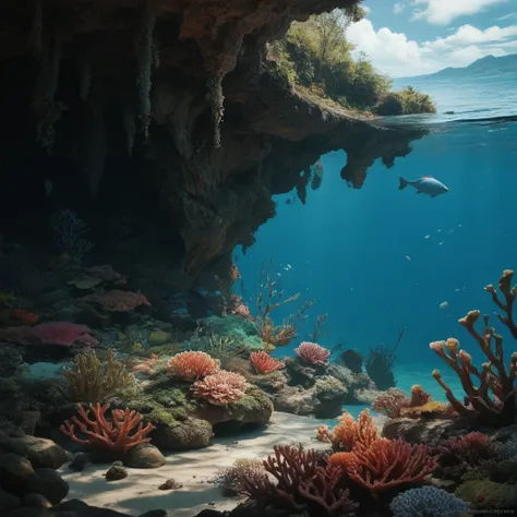 in the sea, in the coral reef area, landscape