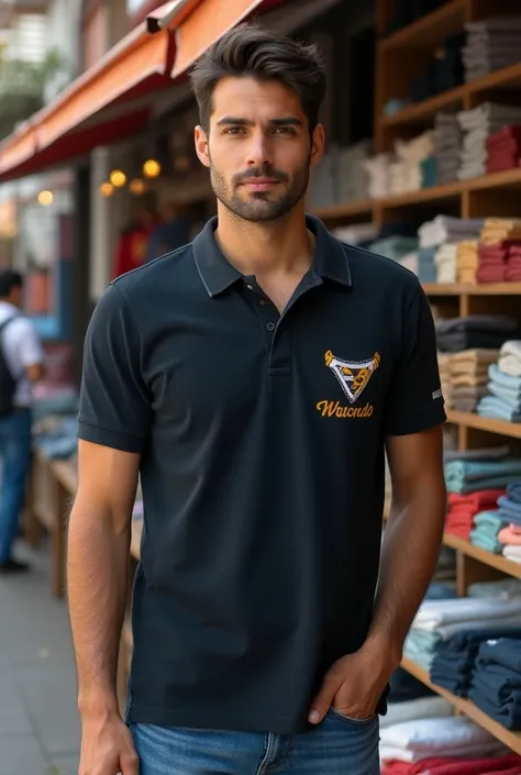 Make a cover photo for my Clothing Store On  page with name "Vincenzo Valley Store" 
Make sure a best store with polo shirts shown in photo show name "Makro Shop " on photo