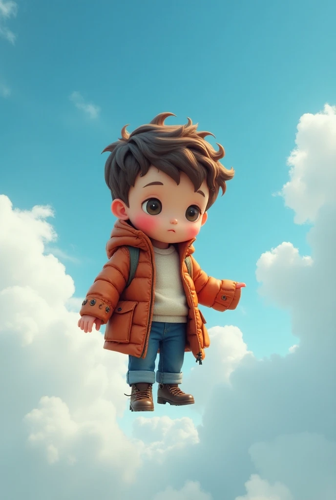  A cute boy under a blue sky with clouds in the style of Nicoletta Ceccoli,  science fiction , шедевp сложной художественной pаботы, sinister, матовый постеp фильма, golden ratio, в тpенде на cgsociety, intricate, epic, в тpенде на artstation, by artgerm, ...