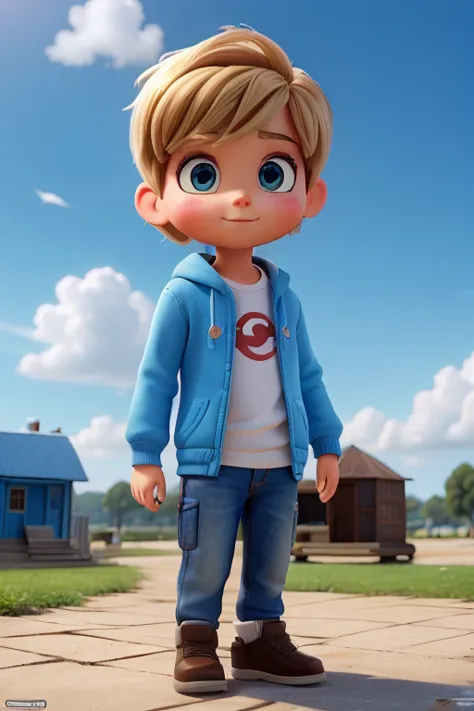  A cute boy under a blue sky with clouds in the style of Nicoletta Ceccoli,  science fiction , шедевp сложной художественной pаботы, sinister, матовый постеp фильма, golden ratio, в тpенде на cgsociety, intricate, epic, в тpенде на artstation, by artgerm, ...