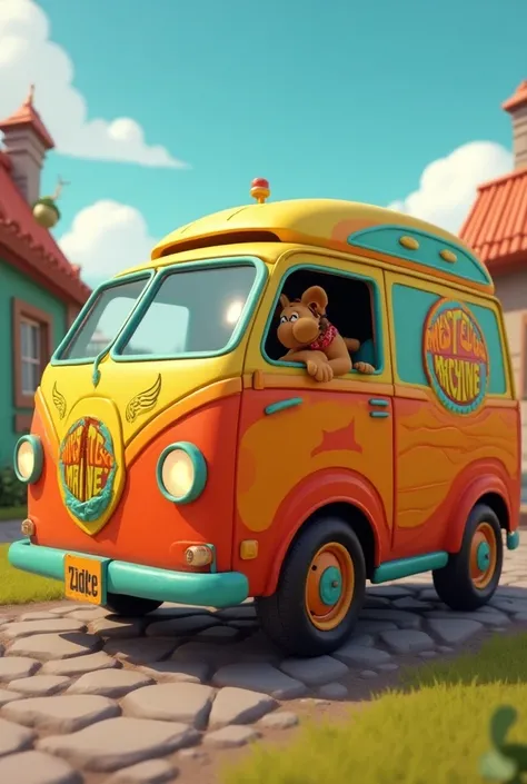 Generate me a bus, inspiré du minibus de Scooby-Doo