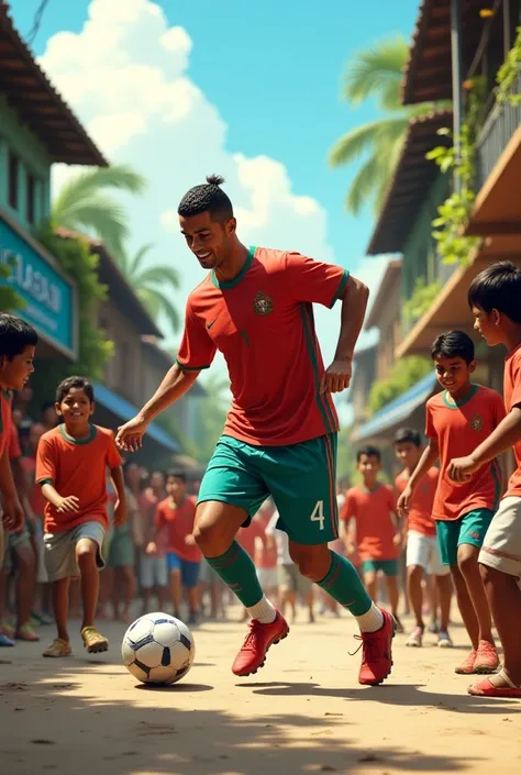 Ronaldo in kerala city playing with rens