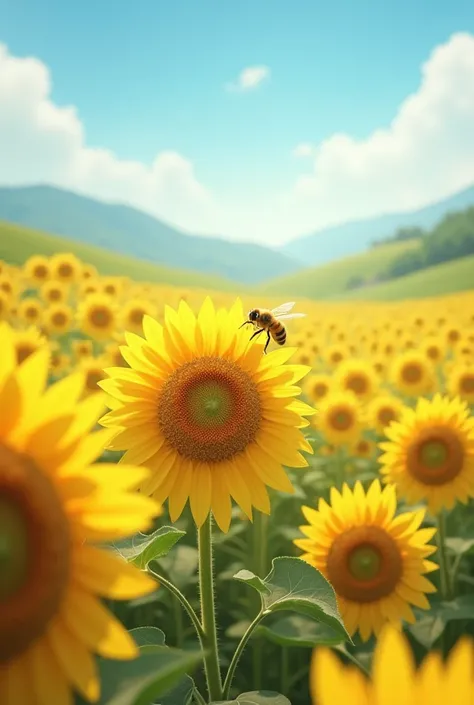 Landscape,nature,bee eat sun flower