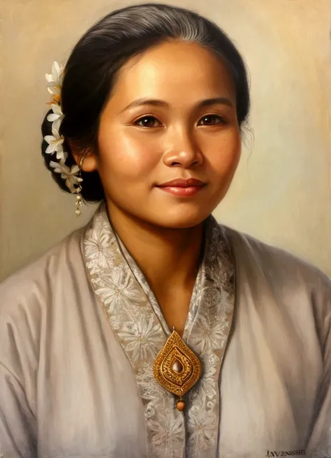 Potrait realistic, old 30 years, Javanese girl 