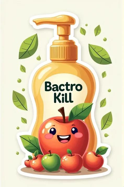 Create a Hand wash sticker design brand name Bactrokill Apple flavour