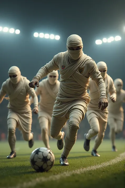 Soccer team dressed as mummies 