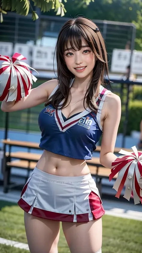 8k raw photos、beautie:2.0、22year old、japanes、cute little、cleavage of the breast、((cheer girl:1.5))、a miniskirt、beautiful eyes fi...