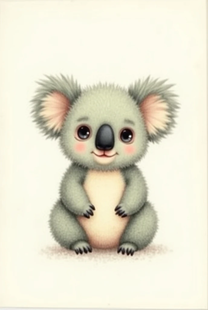 cute koala simple colored pencil illustration