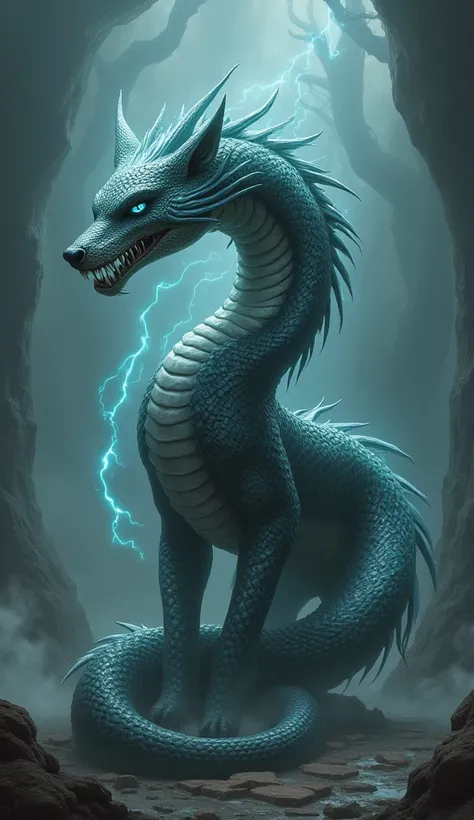 Here is the image of a snake and wolf hybrid creature you requested. Let me know if youd like any adjustments!
