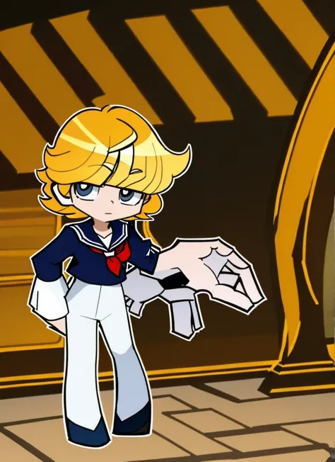 masterpiece, Best Quality, Alone,  wearing a sailor suit, shiny skin,  is standing,  detailed background 