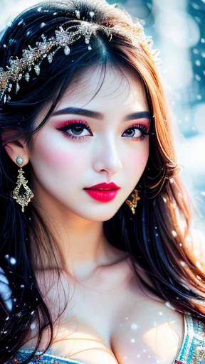 Ultra-realistic、 ultra-detailed portraits、 最high quality、 8K、highest level、 The ultra -The high-definition、(Super beautiful detailed face:1.5)、(detailed eyes:1.2)、(detailed lips:1.2)、(Detailed nose:1.2)、cinematic lighting、(anatomically correct:1.3)、((cleav...